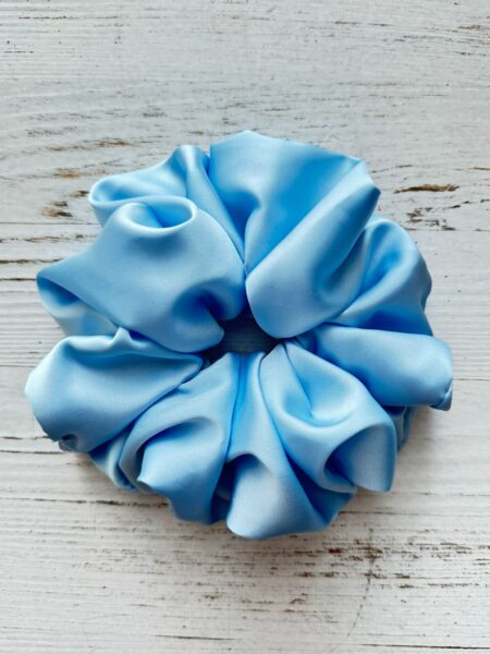 Satynowa gumka do włosów – BABY BLUE maxi