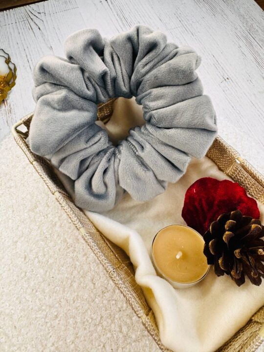 Welurowa gumka do włosów – GRAY medium