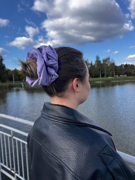 Satynowa gumka do włosów – LAVENDER maxi